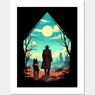 A Rugged Wanderer and his Faithful Companion - Diamond Frame - Post Apocalyptic Posters and Art